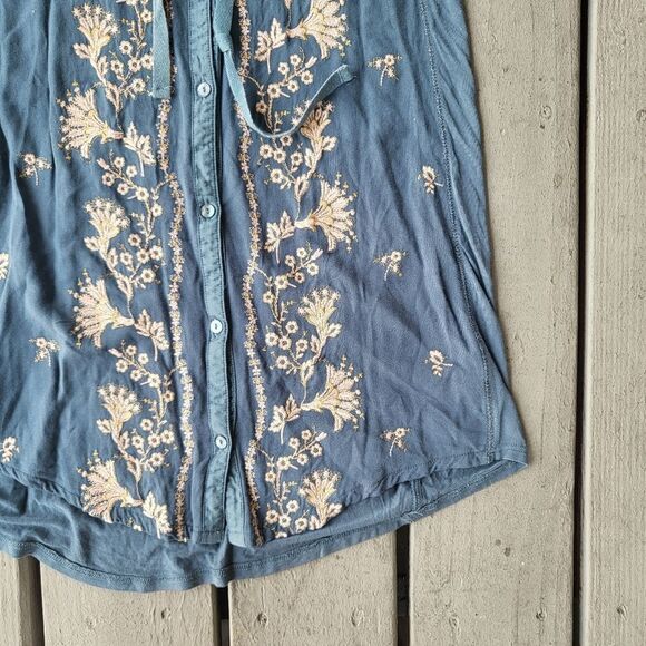 Tiny‎ Anthropologie Syden Floral Embroidered Sleeveless Tank Shirt Dress Size S - Picture 8 of 11